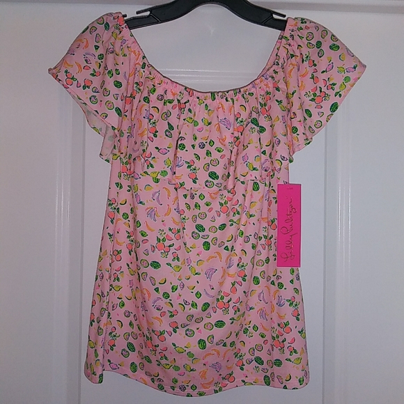 NWT Sz XXS Lilly Pulitzer Off-Shoulder Ruffle Top - Picture 10 of 11